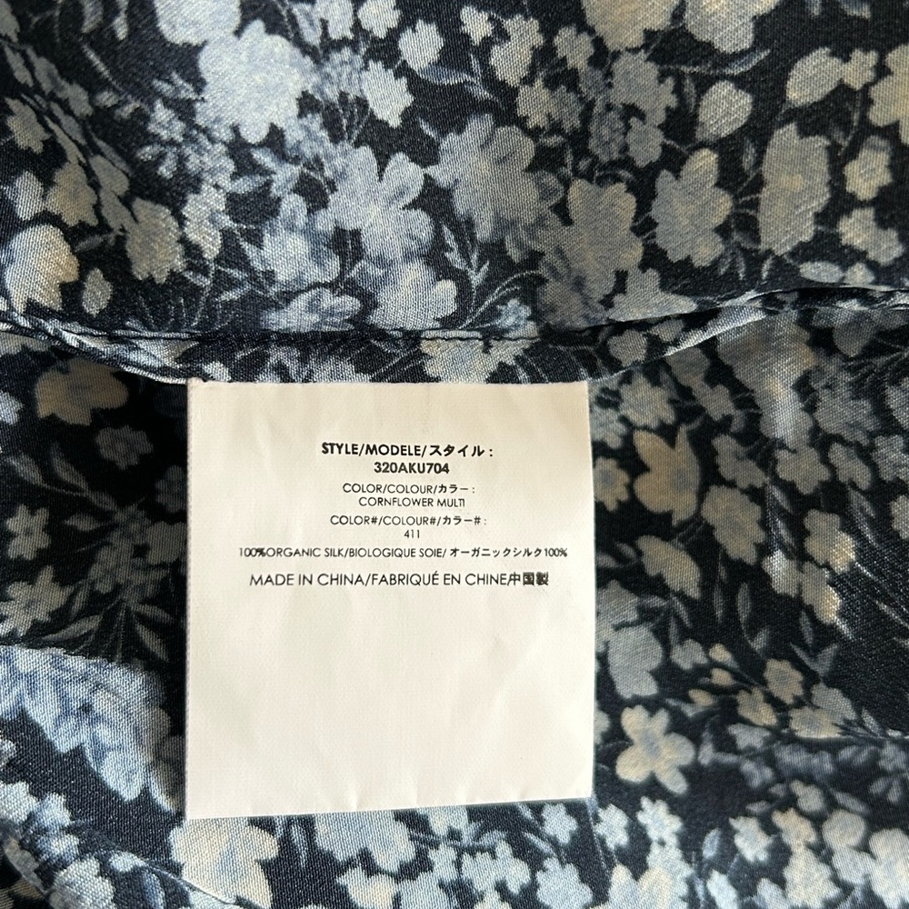 Michael Kors collection Blouse womens Medium Blue Long Sleeve Floral - Picture 10 of 10